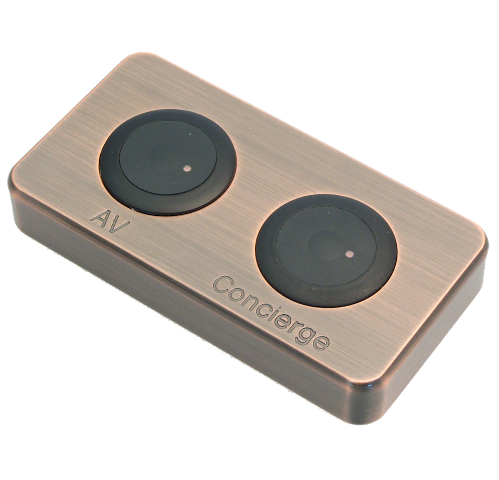 CST Call Buttons. EasyCall black buttons in bronze double base