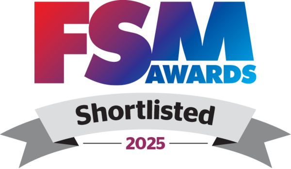 FSM AWARDS multicolour logo with the words "shortlisted" "2025" underneath