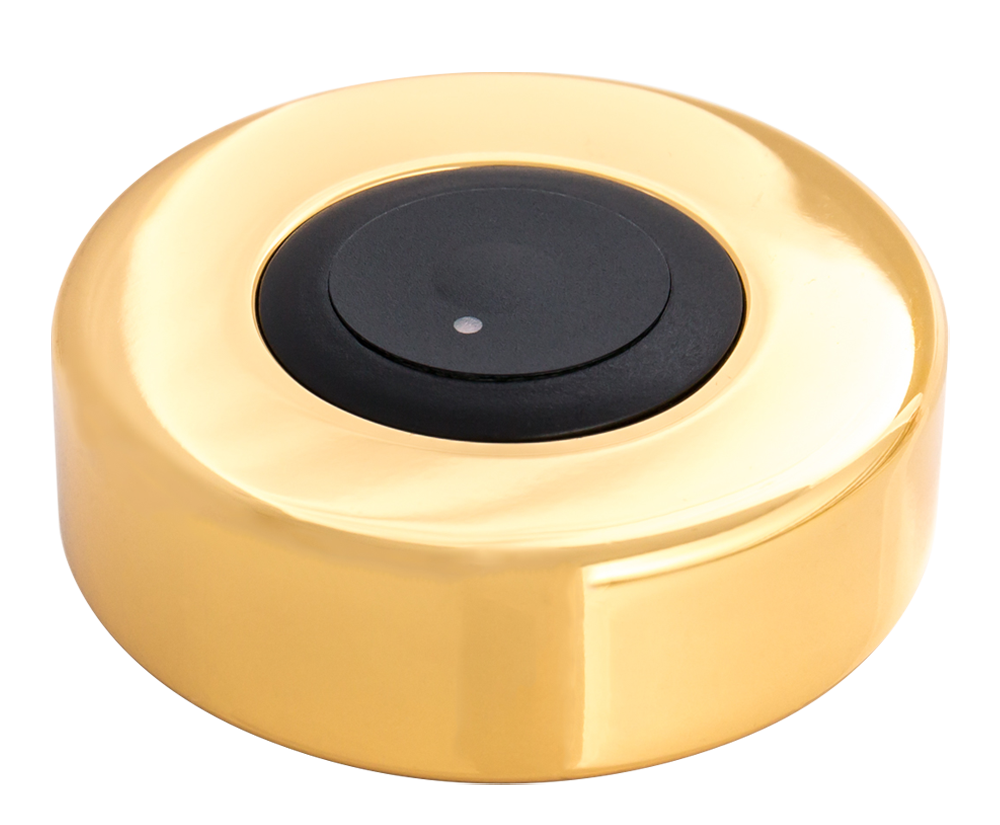 CST Call Buttons. EasyCall black button in gold puck base
