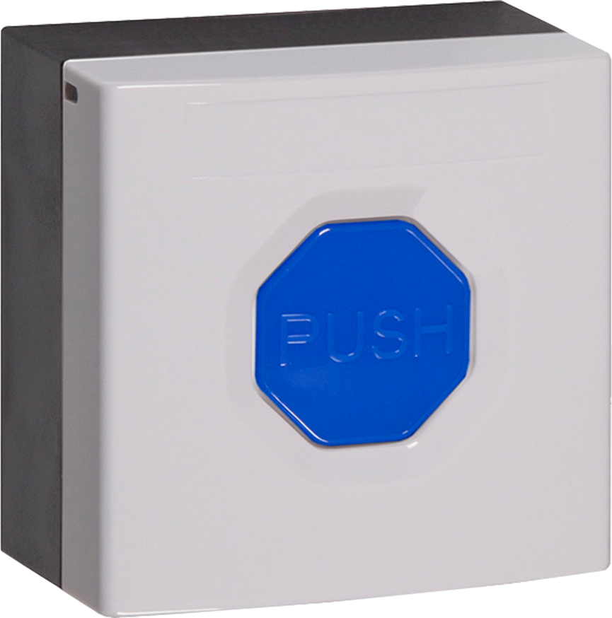 CST Call Buttons. Emergency & Assistance Indoor Push Button. White base and blue button.