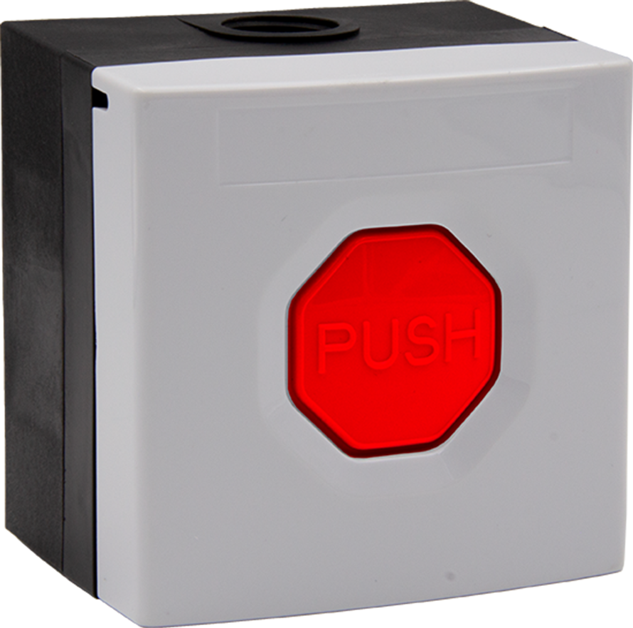 CST Call Buttons. Emergency & Assistance Waterproof Push Button. White base and red button.