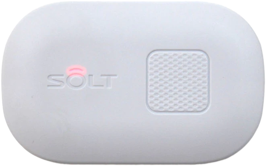 CST Call Buttons. White SOLT SB3, top view with red LED. 