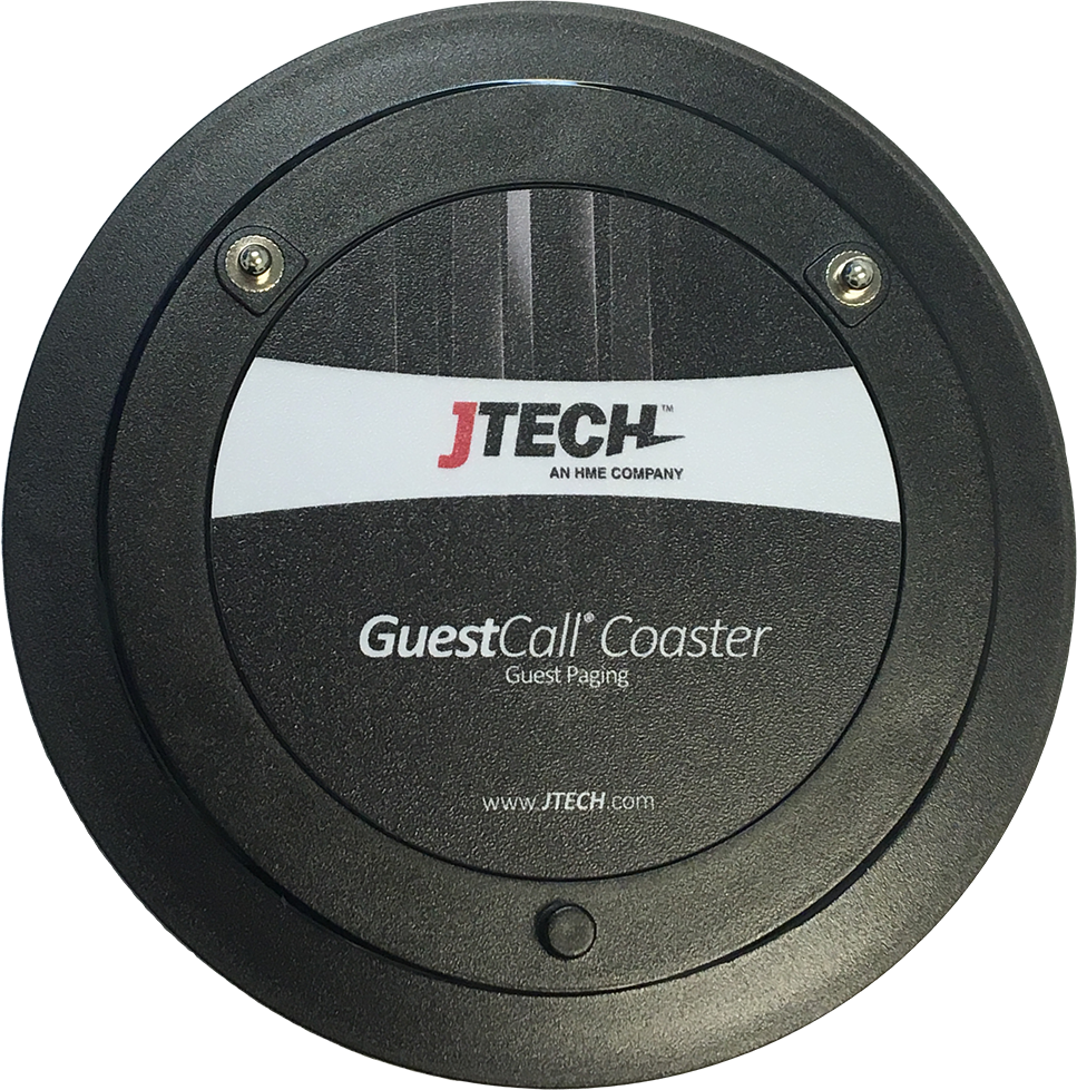 CST Customer Pagers. GuestCall Coaster Pager, top view. 