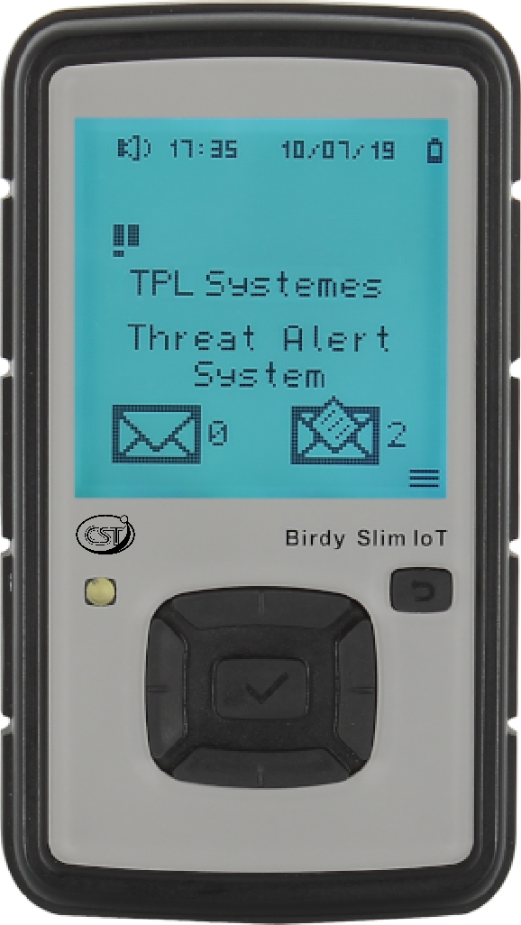 Birdy Slim IoT Pager Displaying Threat Alert System