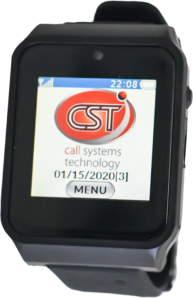 CST Staff Pagers. Watch Pager, displaying home screen with CST logo. 