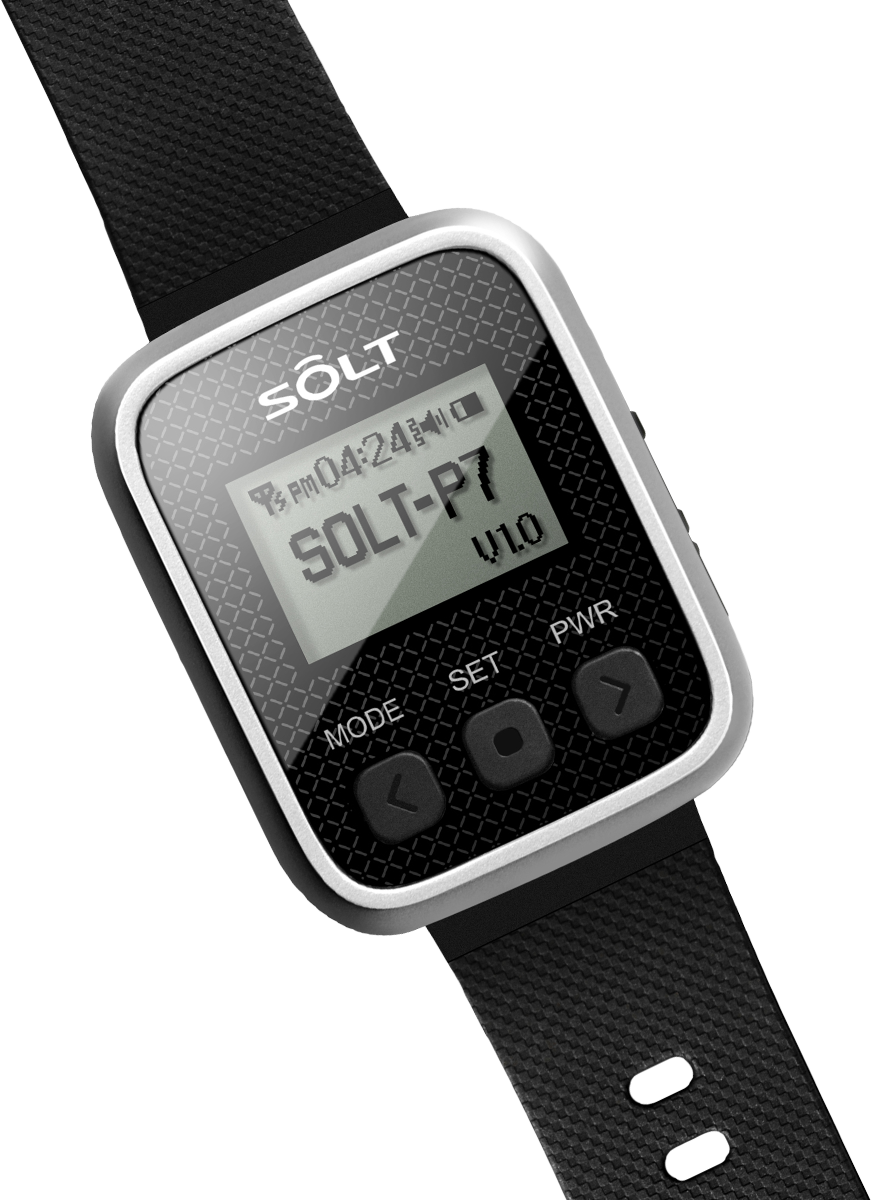 CST Staff Pagers. SOLT SB7 Watch Pager, face view. 